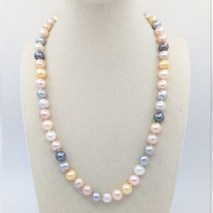 Honora 925 Sterling 20" Pastel Multicolored Pearl Necklace